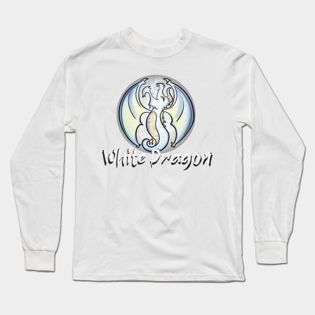 White Dragon Long Sleeve T-Shirt by PorinArt